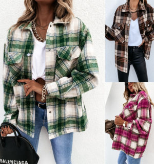 Winter Long-Sleeve Plaid Shirt for Women